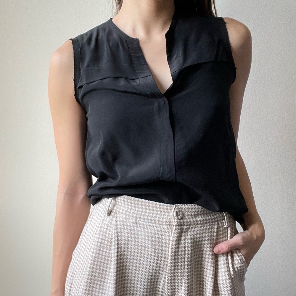 Sandro Paris Silk Tank Blouse Top Black 1 Small S